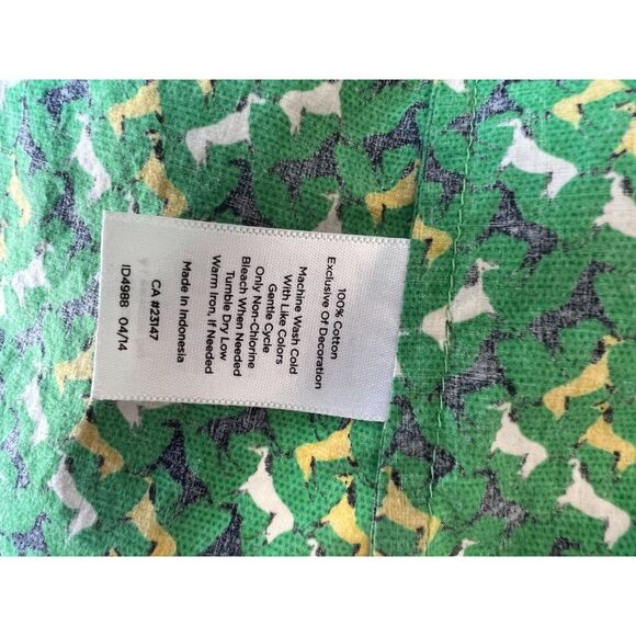 Talbots Womens Top Shirt Size 6 Green Horse Print Roll Tab Sleeve EUC - Picture 8 of 8